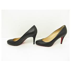 Christian Louboutin-CHRISTIAN LOUBOUTIN SCHUHE 37,5 PUMPS AUS SCHWARZEM LEDER COURT-PUMP-SCHUHE-Schwarz