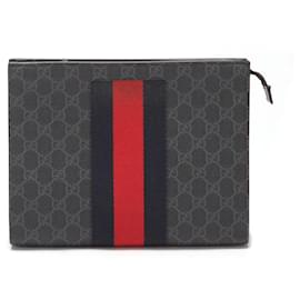 Gucci-Gucci GG Supreme Web Clutch aus Leder mit Reißverschluss in gutem Zustand-Andere