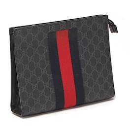 Gucci-Gucci GG Supreme Web Clutch aus Leder mit Reißverschluss in gutem Zustand-Andere