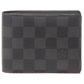 Louis Vuitton Damier Graphite Portefeuille Slender Canvas Short Wallet N63261 in Good Condition Other