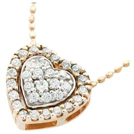 & Other Stories-10k Gold Diamond Heart Pendant Necklace in Excellent Condition-Golden