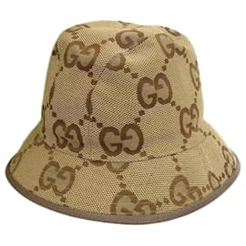 Gucci-Gucci Jumbo GG Canvas Bucket Hat Canvashüte 681256 in ausgezeichnetem Zustand-Andere