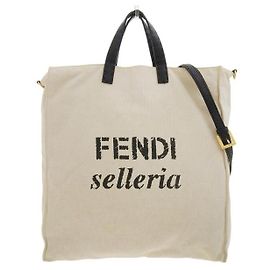 Fendi Bolsa tote com logo Canvas Selleria Marrom