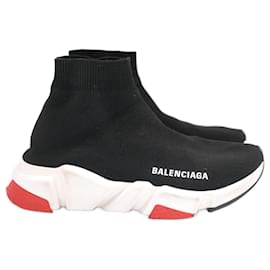Balenciaga-Balenciaga Speed Stricksocken-Sneaker mit roter Sohle-Schwarz