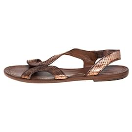 Bottega Veneta-Bronze Python sandals-Bronze