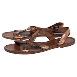 Bottega Veneta-Bronze Python sandals-Bronze