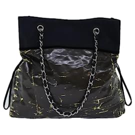 Chanel-Bolso tote con cadena CHANEL Nylon negro CC Auth bs13946-Negro