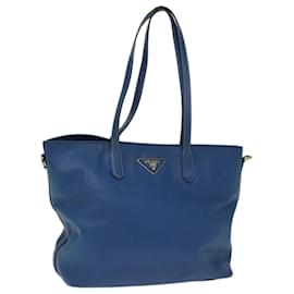 Prada-Bolso Tote PRADA Piel Safiano Azul Autenticación 73978-Azul