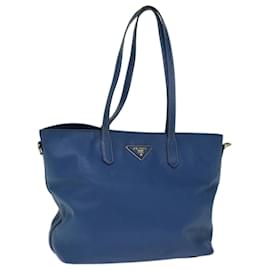 Prada-PRADA Tote Bag Safiano leather Blue Auth 73978-Blue