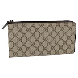 Gucci-GUCCI Portafoglio lungo GG Supreme PVC Beige 115261 Auth ki4412-Beige