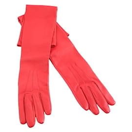 Lanvin-guantes largos de cuero-Roja