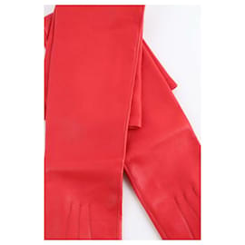 Lanvin-guantes largos de cuero-Roja
