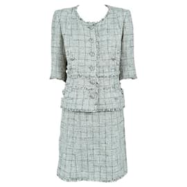 Chanel-Gisele Bundchen Style Jewel Buttons Tweed Suit-Beige