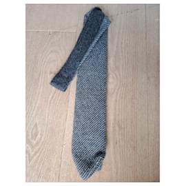 Prada-Prada double cashmere gray tie.-Dark grey