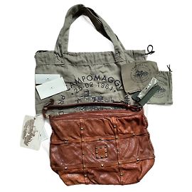 Bolsa de ombro única Campomaggi em couro cor conhaque. Conhaque