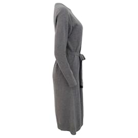 Autre Marque-Moncler Robe en maille de laine / cachemire gris avec ceinture à nouer-Gris