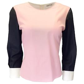 Autre Marque-Blusa Partow de manga larga rosa / blanca / negra con lazo en la espalda-Multicolor