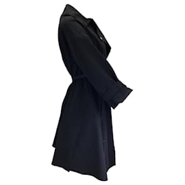 Autre Marque-AVN - Trench-coat portefeuille noir avec ceinture à ruban-Noir