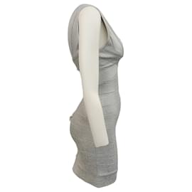 Autre Marque-Herve Leger robe de bandage sans manches argentée-Argenté