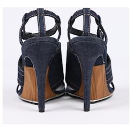 Bottega Veneta-Bottega Veneta Denim Sandalen mit Knöchelriemen, Größe 38 EU-Blau