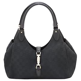 Gucci-Borsa a tracolla Guccissima New Jackie in tela nera-Nero