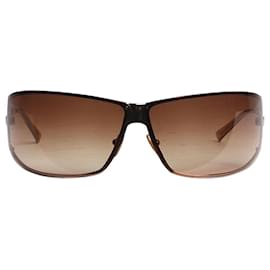 Versace-Gafas de sol anchas sin montura marrones-Castaño