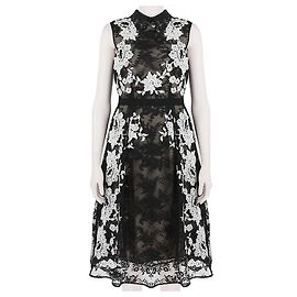 Erdem Luxuriöses besticktes Spitzenkleid Schwarz