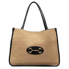 Gucci-Borsa Gucci Horsebit 1955 in tela marrone-Marrone,Marrone chiaro