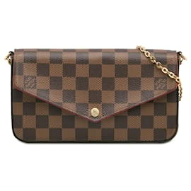 Louis Vuitton-Louis Vuitton Marrón Damier Ebene Pochette Felicie-Castaño