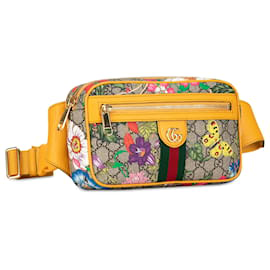 Gucci-Gucci Brown GG Supreme Flora Ophidia Belt Bag-Brown,Other