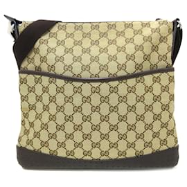 Gucci-Borsa a tracolla Gucci Marrone GG Canvas-Marrone,Beige