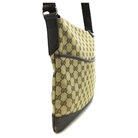 Gucci-Borsa a tracolla Gucci Marrone GG Canvas-Marrone,Beige