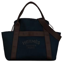 Hermès-Bolsa de higiene Hermes Azul Sac de Pansage-Marrom,Azul,Outro,Castanho escuro,Azul marinho