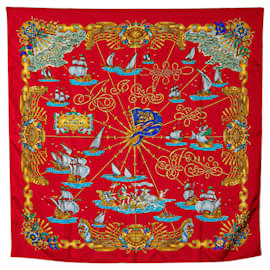 Hermès-Pañuelo de seda rojo Hermes Voiles de Lumiere-Otro