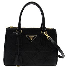 Borsa a tracolla con zip foderata Prada Mini Saffiano Symbole nera Nero
