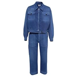 Christian Dior-Christian Dior Blue Cotton Twill Jacket & Pants Set-Blue