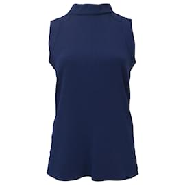 Balenciaga-Balenciaga Sleeveless High Neck Top in Blue Polyester-Blue
