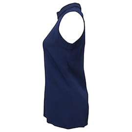 Balenciaga-Balenciaga Sleeveless High Neck Top in Blue Polyester-Blue