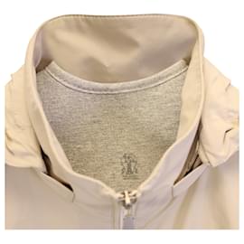 Brunello Cucinelli-Brunello Cucinelli Shell Hooded Jacket In Beige Polyester-Beige
