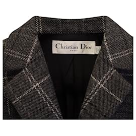 Dior-Dior Plaid Print Blazer in Grey Wool-Grey