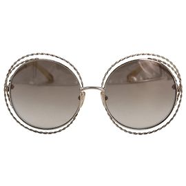 Gafas de sol redondas Chloé Carlina de metal plateado Dorado