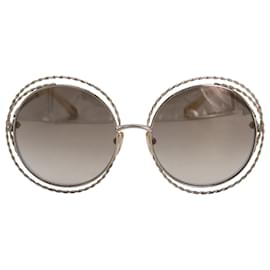 Chloé-Gafas de sol redondas Chloé Carlina de metal plateado-Dorado