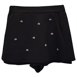 Maje Irina Bee-Embellished Crepe Shorts In Black Polyester Black