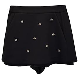 Maje-Maje Irina Bee-Embellished Crepe Shorts In Black Polyester-Black