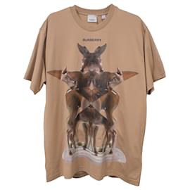 T-Shirt Burberry Multi Deer Carrick en Coton Beige Beige