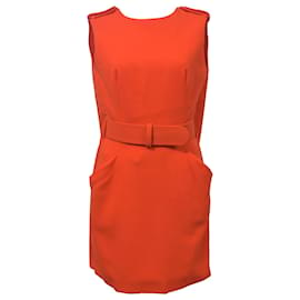 Alexander Mcqueen-Alexander McQueen Sleeveless Mini Dress in Orange Wool-Orange