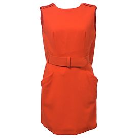 Alexander McQueen Mini-robe sans manches en laine orange Orange