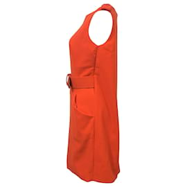 Alexander Mcqueen-Alexander McQueen Sleeveless Mini Dress in Orange Wool-Orange