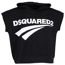 Sudadera con capucha sin mangas Dsquared2 de algodón negro Negro
