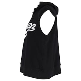 Dsquared2-Dsquared2 Sleeveless Hoodie in Black Cotton-Black